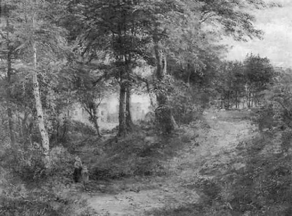 Figures In The Woods Of A Country Estate - view 1