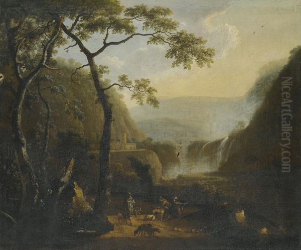 A Landscape With Hunters Near A Waterfall - view 1