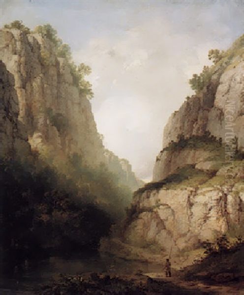 Landscape With A Fisherman At The Foot Of A Deep Gorge - view 1