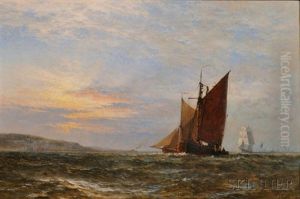 Coastal Shipping At Sunset by Henry Thomas Dawson
