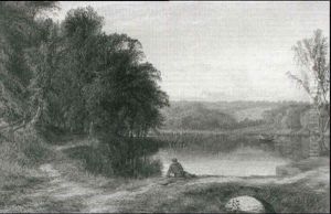 A Boy Fishing By A Woodland Pool A Boy Fishing By A Woodland Pool