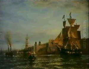 Full Tide Off Greenwich by Henry Thomas Dawson