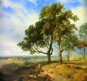 View In The Trent Valley, Near Nottingham, Clifton Grove In The Distance by Henry Thomas Dawson