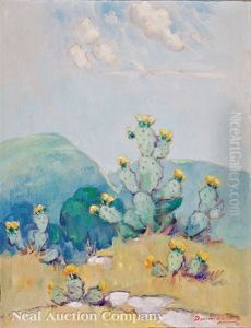 Western Landscape With Flowering Cacti by Dawson Dawson-Watson