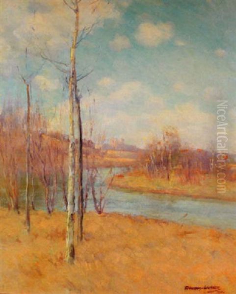 River Landscape With Foreground Birches - view 1