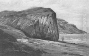 Figure On The Shore Walking By A Cove by Forshaw Day