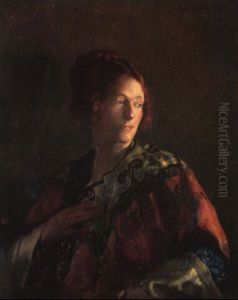 Red & Gold (portrait Of Miss Pearson) by Joseph De Camp
