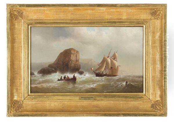 Dutch Brig Off A Rocky Coast With Cliffs - view 1