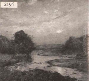 Spring Landscape With Stream by Franklin B. De Haven