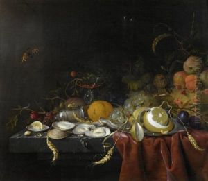 Stilleben Mit Fruchten Und Austern Auf Einem Tisch by Jan Jansz de Heem the Younger