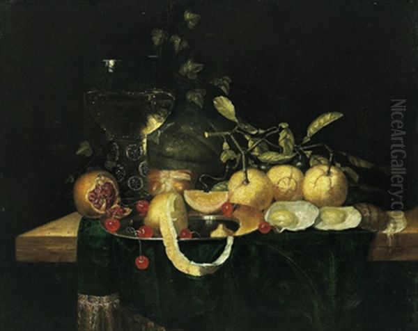 Stillleben Mit Orangen, Kirschen, Granatapfel Und Einem Gefullten Weinglas - view 1