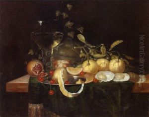 Stilleben Mit Orangen, Kirschen, Granatapfel Und Einem Gefullten Weinglas by Jan Jansz de Heem the Younger
