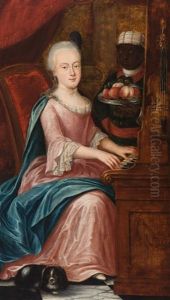Elegant Woman Seated At A Spinet by Fridericus Carolus de Hosson