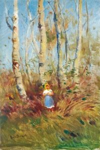 Little Girl In The Forest by Lajos Deak Ebner