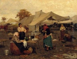 Preparing Coffee At The Encampment by Lajos Deak Ebner