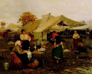 Marknadsplats Med Kvinnor by Lajos Deak Ebner