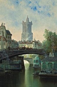 Bastille Day, Ille St. Louis Bridge, Paris by Edwin Deakin