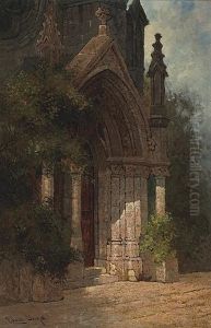 Side Door To A Gothic Cathedral by Edwin Deakin