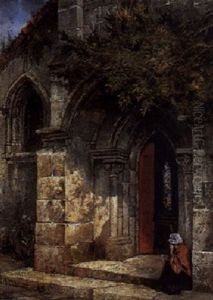 Woman On Church Steps by Edwin Deakin