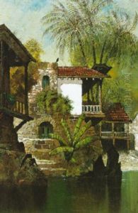 Homes On The Water With Palms by Edwin Deakin