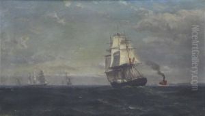 American Ship At Sea by Walter Lofthouse Dean