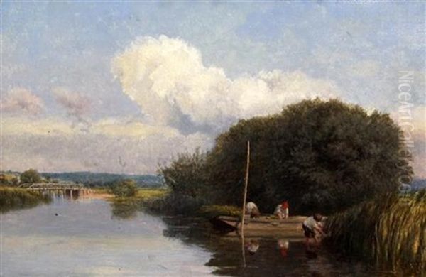 River Landscape With Reed Cutters - view 1