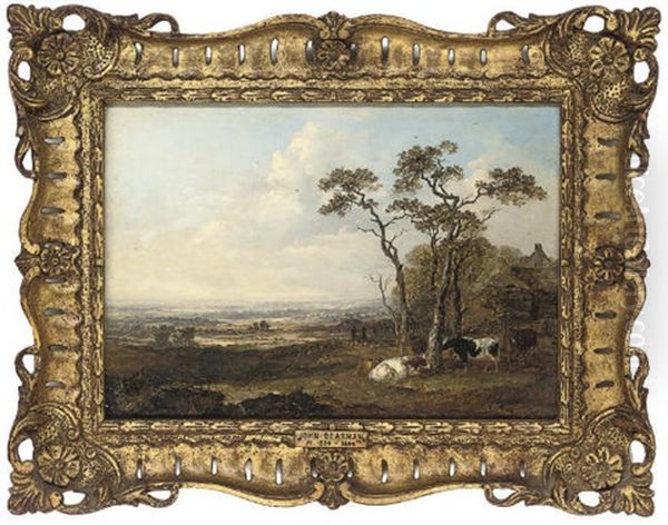 Cattle Resting Beside A Cottage In An Extensive Landscape - view 1
