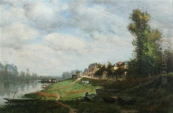 Boathouses Along River - view 1