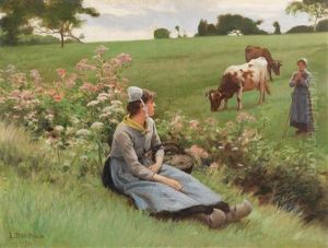 Resting In The Field by Edouard Bernard Debat-Ponsan