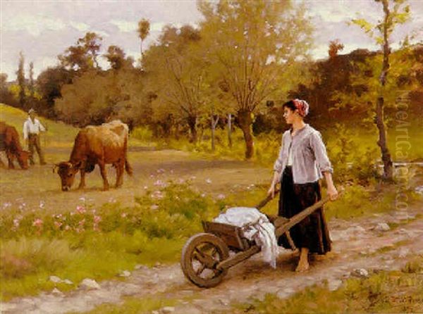 Young Woman With A Wheelbarrow - view 1
