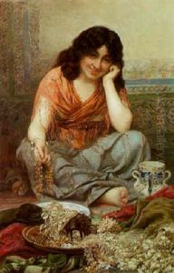 Jeune Femme Aux Bijoux by Edouard Bernard Debat-Ponsan
