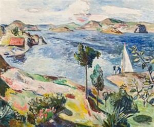 Skjaergardslandskap Med Seilbat by Per Deberitz
