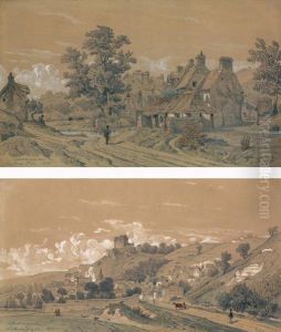 Vue Animee De La Roche-guyon by Adolphe Francois Appia