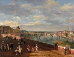 Vue De Montauban, Au Fond L'eveche by Prosper Debia