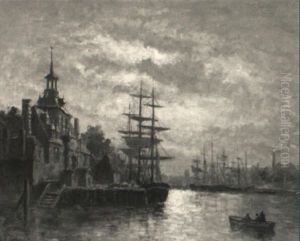 Hafen Mit Lastensegler Und Altem Handelskontor by Rene Charles Louis Debraux