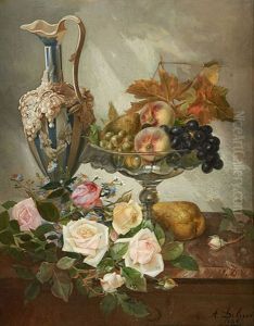 Entablement Garni De Roses Et De Fruits Entablement Garni De Roses Et De Fruits