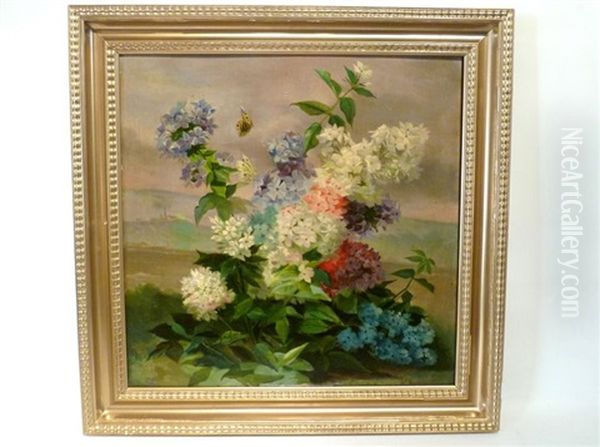 Hortensias Et Papillon - view 1