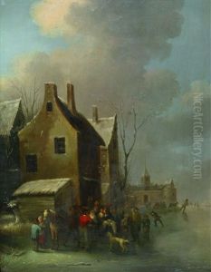 Winterlandschaft Mit Wirtshaus by Philibert-Louis Debucourt