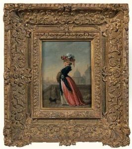 La Jeune Elegante Au Manchon by Philibert-Louis Debucourt