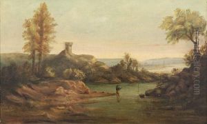 Pecheur En Bord De Riviere by Adolphe Appian