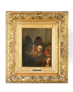Children Reading A Letter Surrounded By Orientals by Alexandre Gabriel Decamps