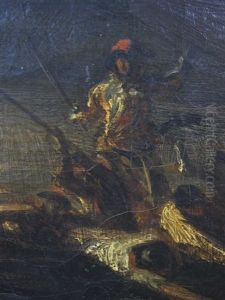 Pecheurs Dans Une Embarcation A Rames by Alexandre Gabriel Decamps