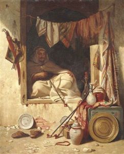 A Seated Algerian by Alexandre Gabriel Decamps