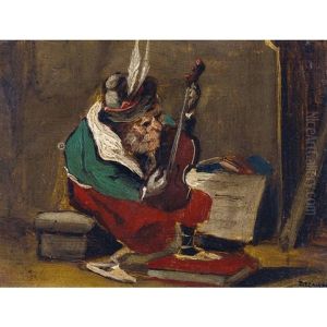 Geige Spielender Affe by Alexandre Gabriel Decamps