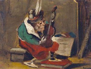 Geige Spielender Affe by Alexandre Gabriel Decamps