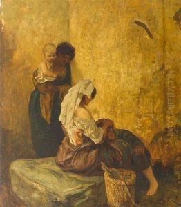Interieur Mit Mutter Und Kinder by Alexandre Gabriel Decamps