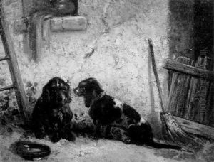 Dogs In A Kennel by Alexandre Gabriel Decamps