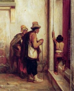 Den Fattige Familie Beder Om En Skilling by Alexandre Gabriel Decamps