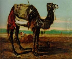 A Bedoin And A Camel Resting In A Desert Landscape by Alexandre Gabriel Decamps
