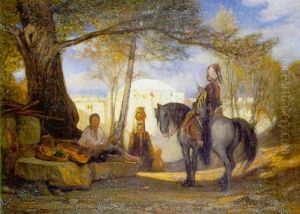 Cavalier Devant Une Mosquee by Alexandre Gabriel Decamps